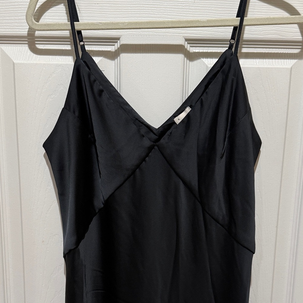 a new day Black Satin Slip Midi Dress with Spaghetti Straps - Picture 2 of 10